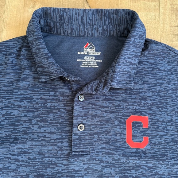 Majestic Other - Cleveland Guardians Polo Shirt Men XL Majestic Cool Base Blue Baseball Digital